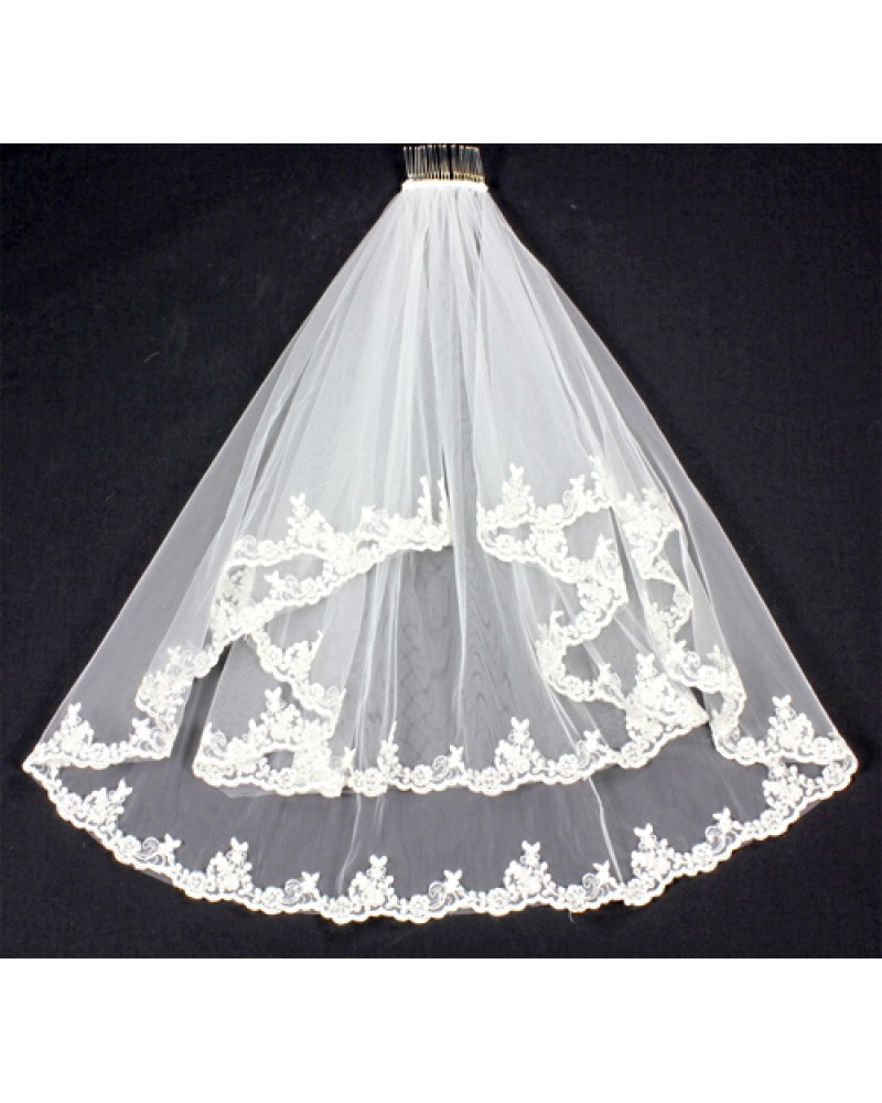 Veil - Lace Trim - Multi layers  - 30" - VL-V1092IV